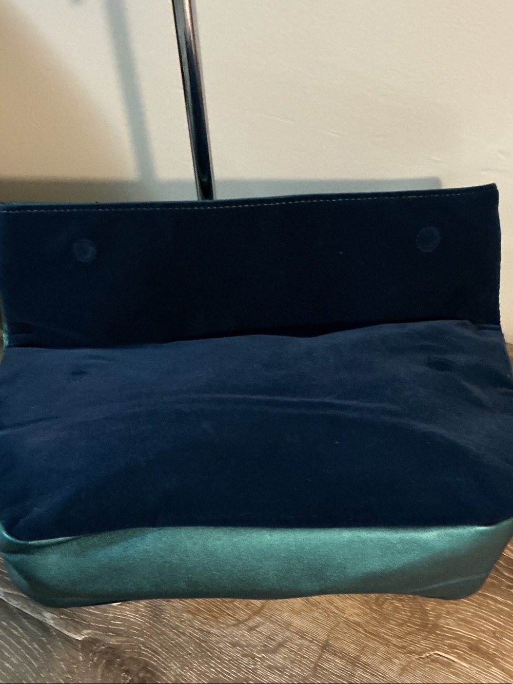 Fold-Over Clutch in Teal and Navy - Picture 4 of 6